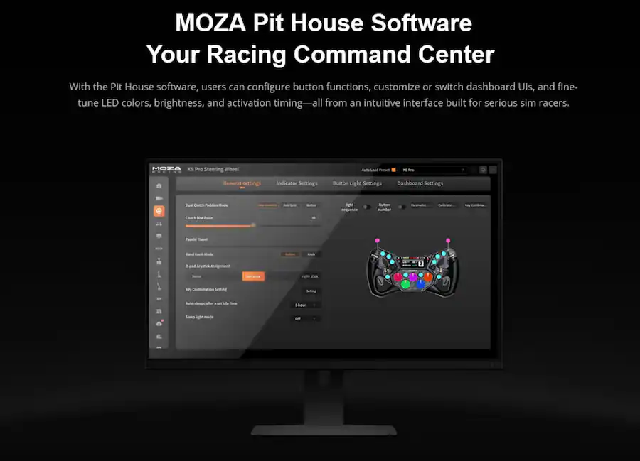 Moza Setting Moza Racing KS Pro Sim Racing Steering Wheel for Windows Black RS095 ...