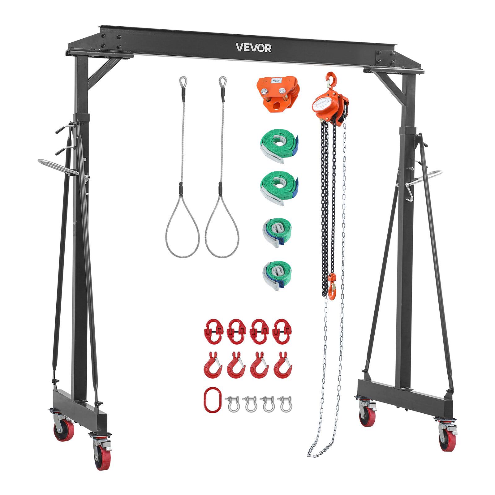 Alt View 5. VEVOR - Adjustable Gantry Crane, 4400 lbs Capacity, Portable Shop Lift Hoist with 99.6-146.9 in Height Adjustable,Manual Trolley - Black.