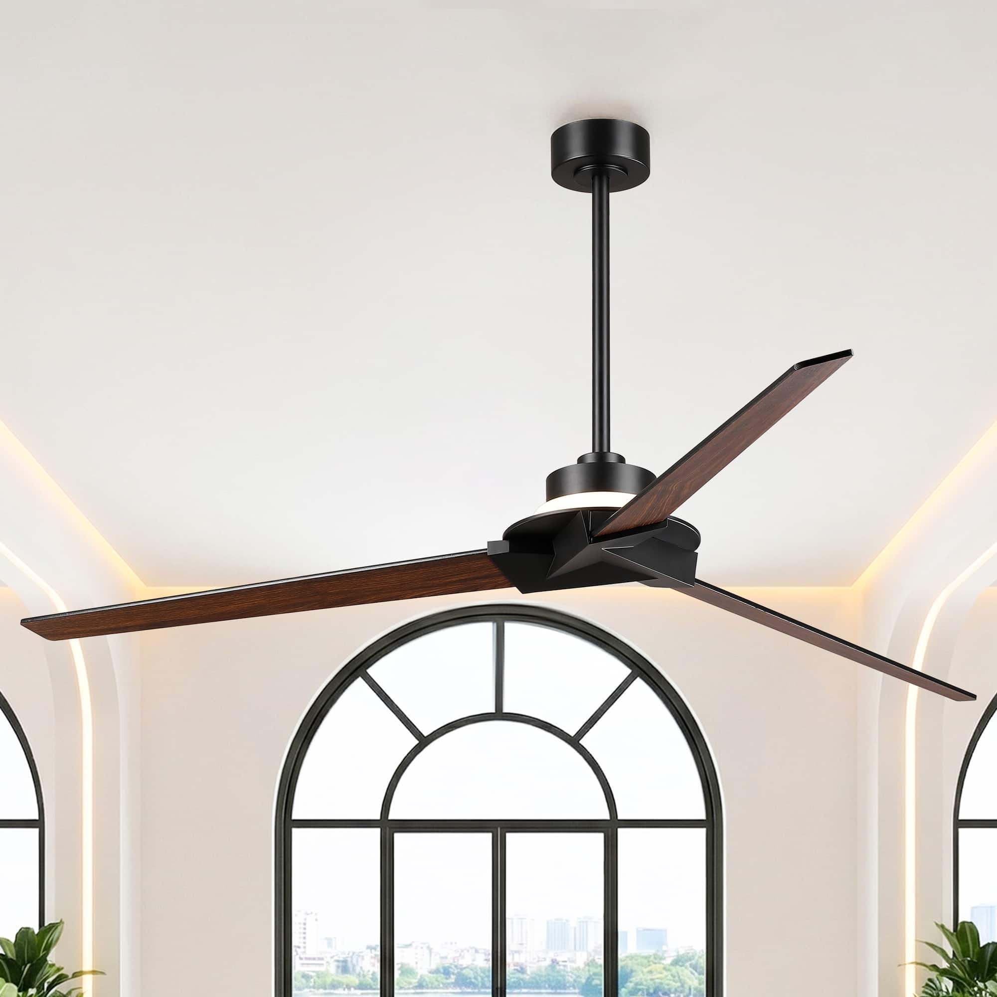 Vaczon - 70" Modern LED Large Propeller Ceiling Fan with Light and Remote Control - Black
