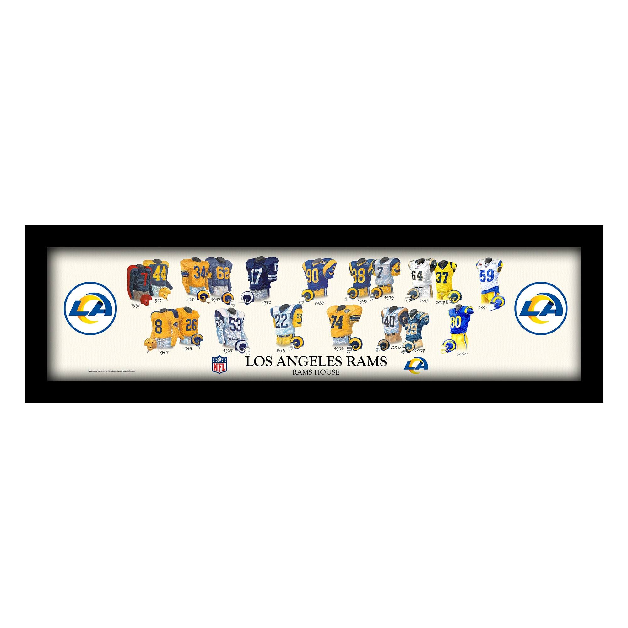 Sporticulture - Los Angeles Rams 8" x 26" Framed Art Uniform Heritage Print - Multicolor