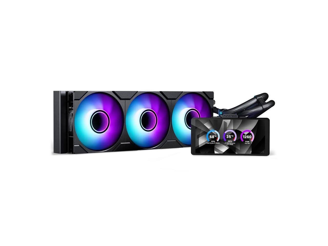 Phanteks Glacier One 360M25 LCD AIO CPU Cooler, 6