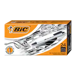 BIC - Clic Stic Retractable Ballpoint Pen, Medium Point, 1.0mm, 24/Pack - Black Ink