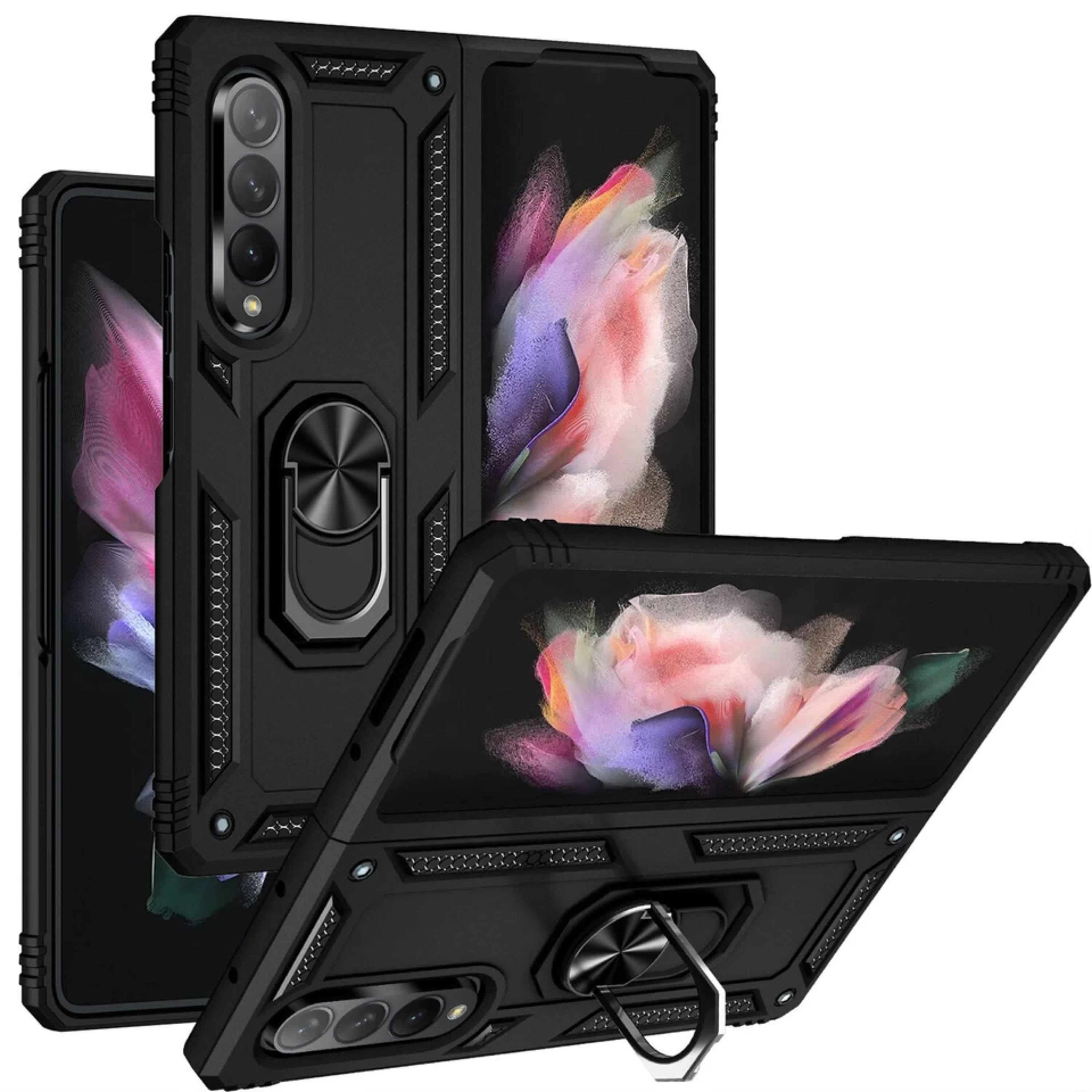 Kitcheniva - Phone Cover Shockproof Foldable Kickstand For Samsung Galaxy Z Fold 4 - Black