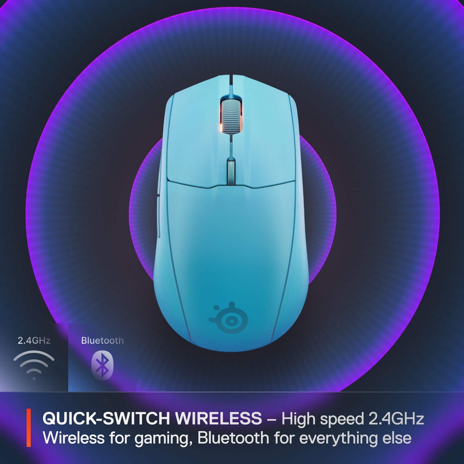 2.4GHz Bluetooth QUICK-SWITCH WIRELESS - High speed 2.4GHz Wireless for gaming, Bluetooth for everything else.