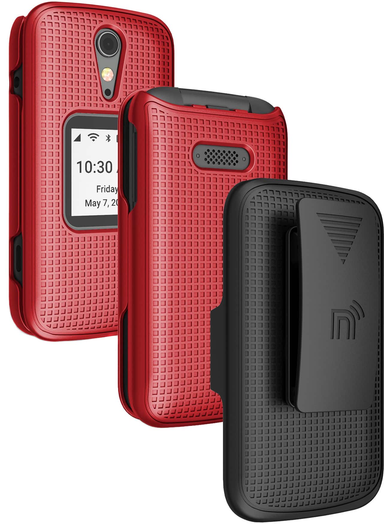 Nakedcellphone - Case and Belt Clip Holster Combo for Lively Jitterbug Flip2 - Red