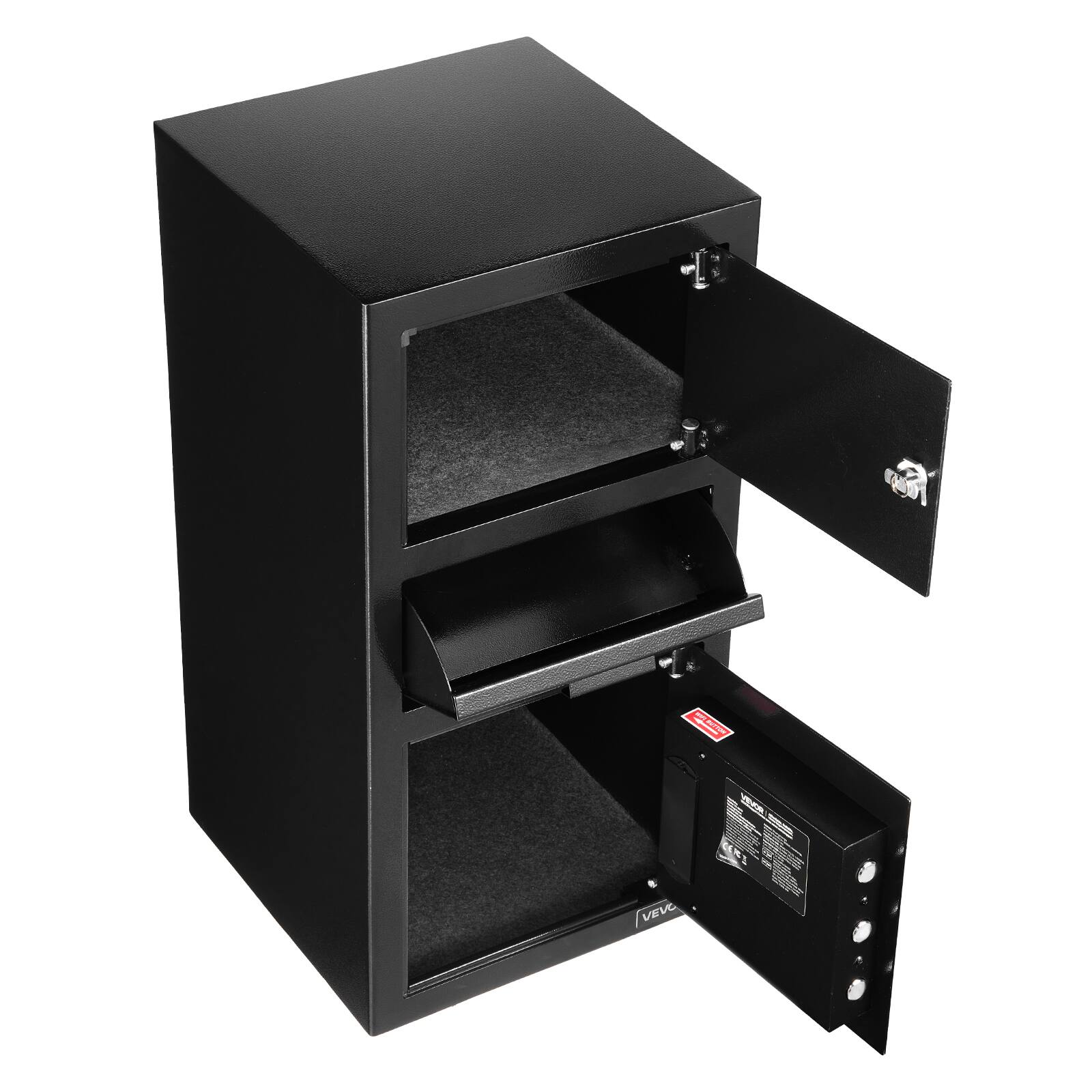 Alt View 5. VEVOR - 3.6 Cubic Feet Drop Safe, Large Capacity Front Drop Slot Safe Box with Digital Keypad, 3 Tiers Cash Depository Box - Black.