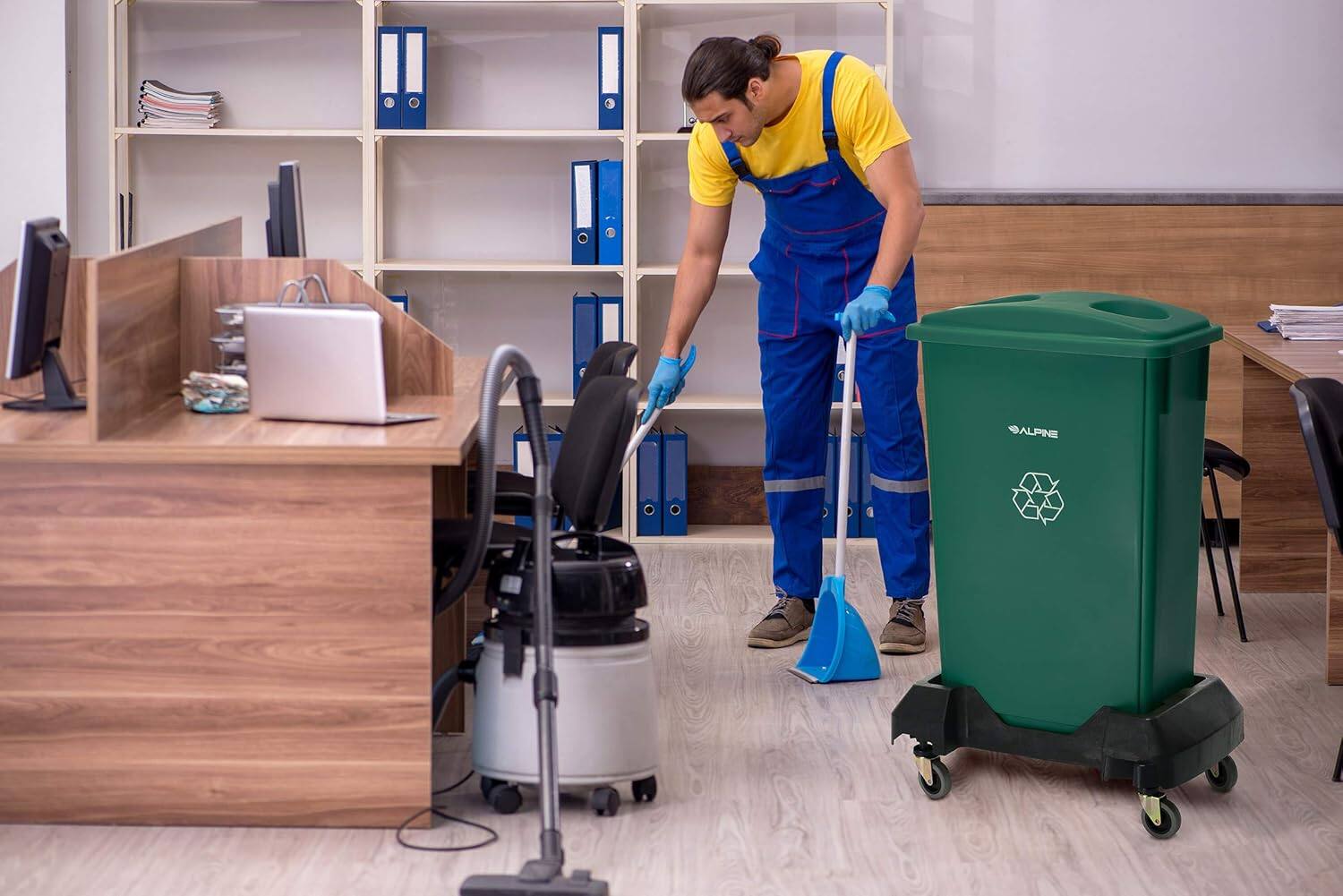 Alt View 2. Alpine Industries - Rectangular Dolly for 23 Gallon Trash Can Receptacle - Black.