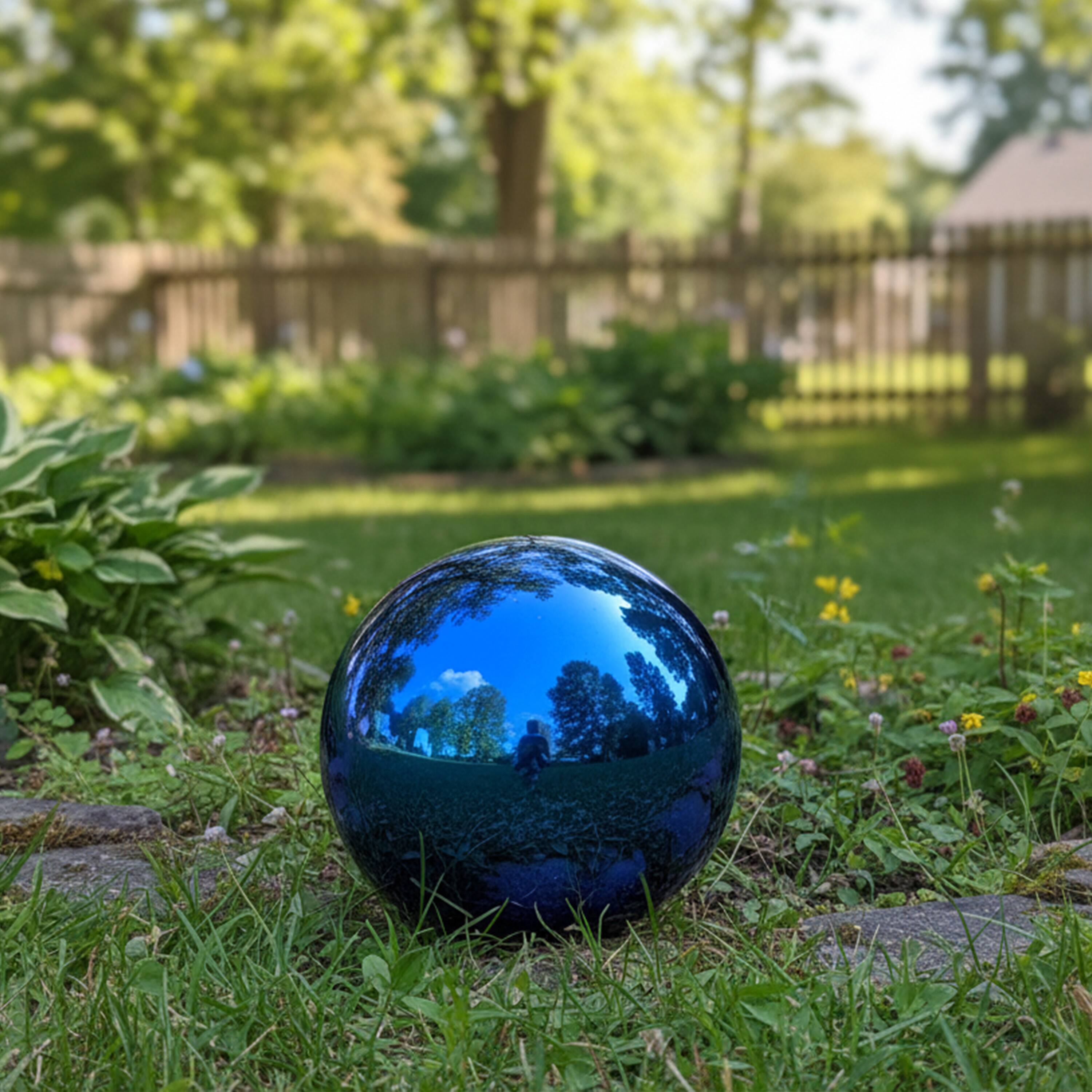 Alt View 9. Sunnydaze - Mirrored Surface Gazing Globe - 10 in - Blue.