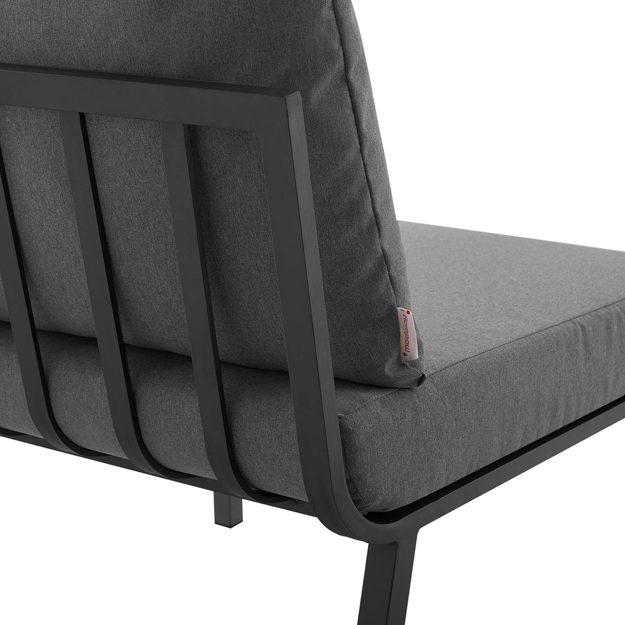 Alt View 3. Modway - Riverside Outdoor Patio Aluminum Armless Chair by Modway - Gray Charcoal.