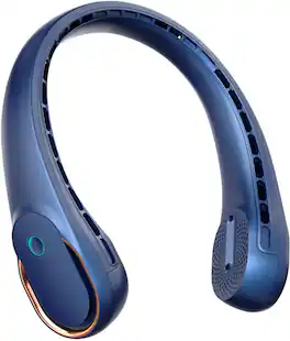 PRIMEPLUS - Neck Fan Portable 4000mAh 360° Dual Airflow No Tangle Fast Charge Long Runtime Gift for Men Women - moon blue