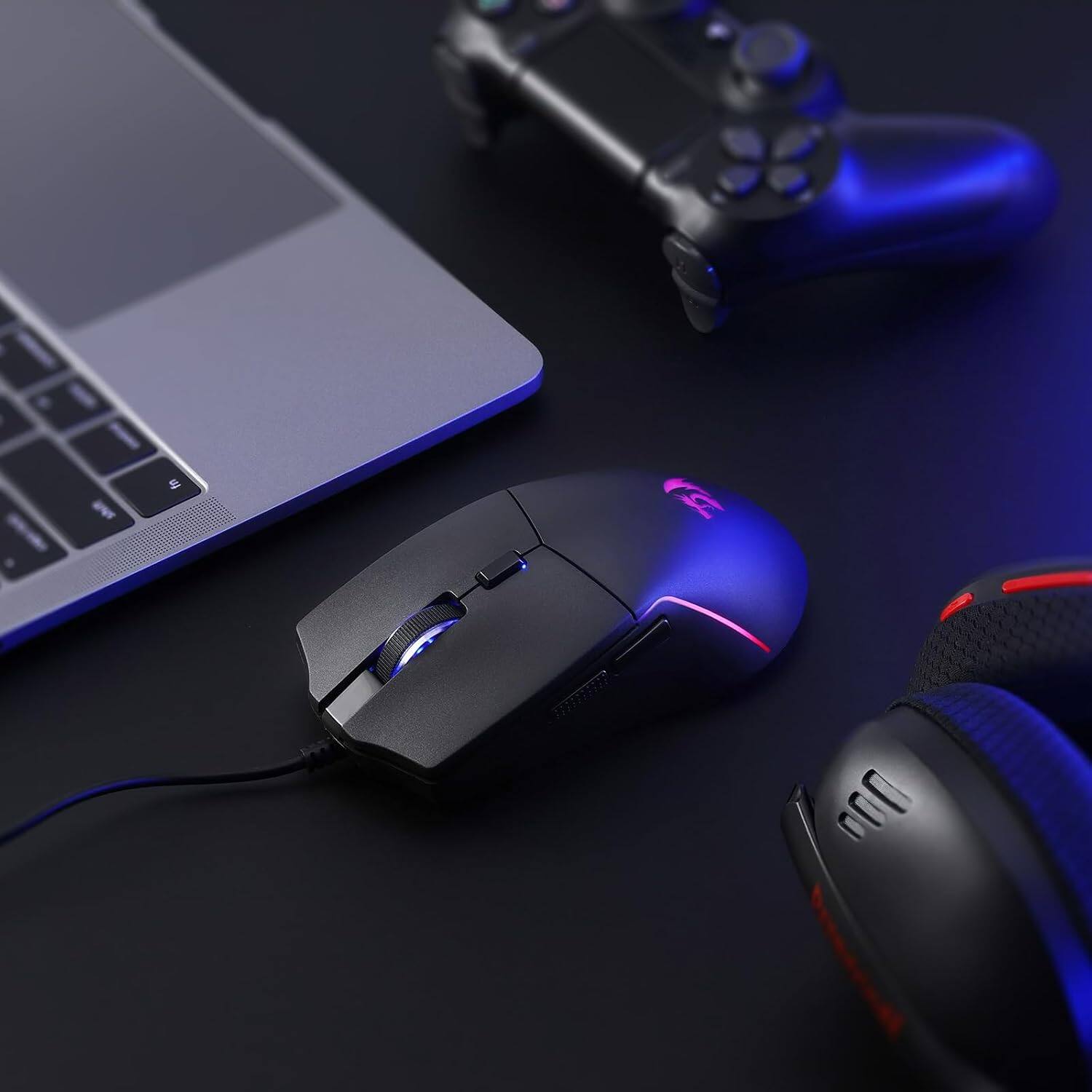 Alt View 7. REDRAGON - M730 Wired RGB Gaming Mouse 10K DPI Lightweight Remapping Keys - Black.