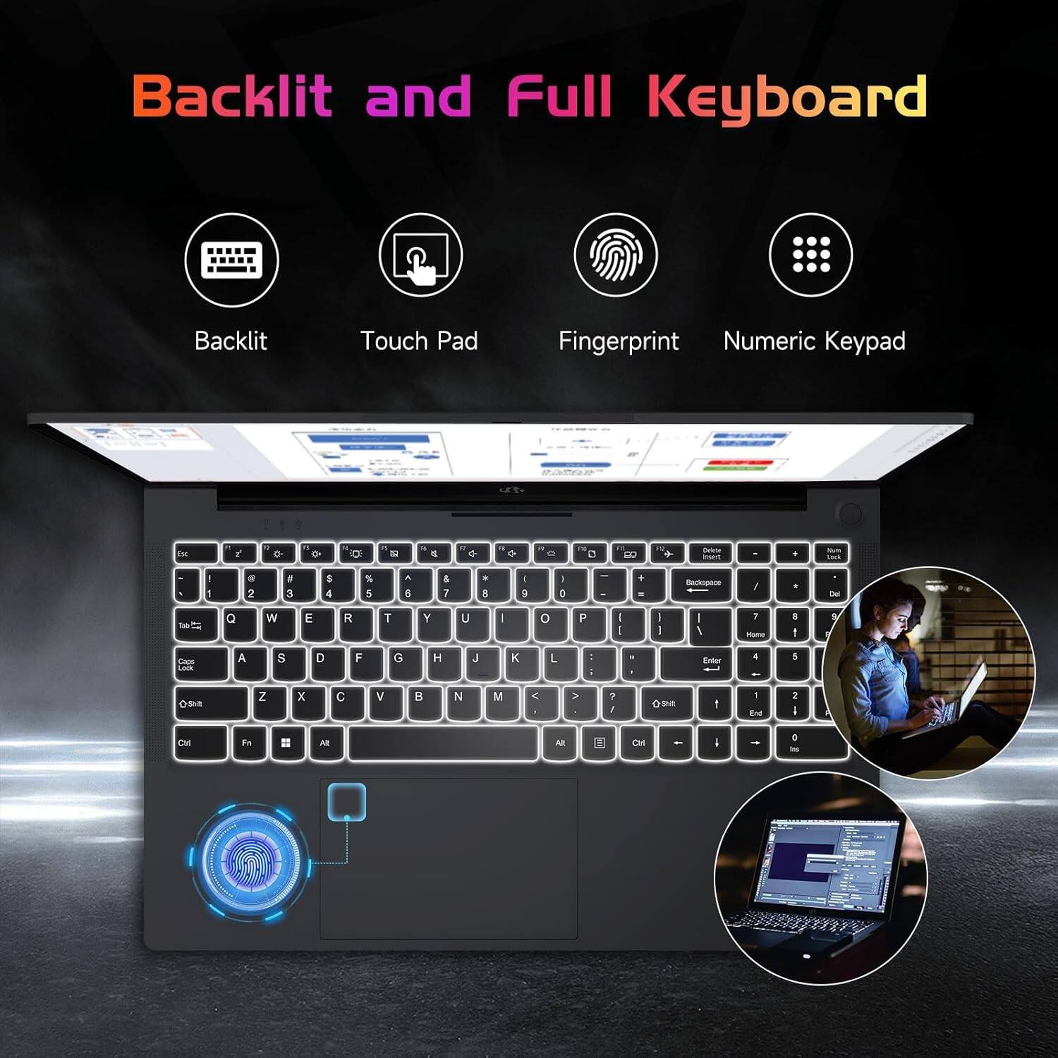 Backlit and Full Keyboard

- Backlit
- Touch Pad
- Fingerprint
- Numeric Keypad