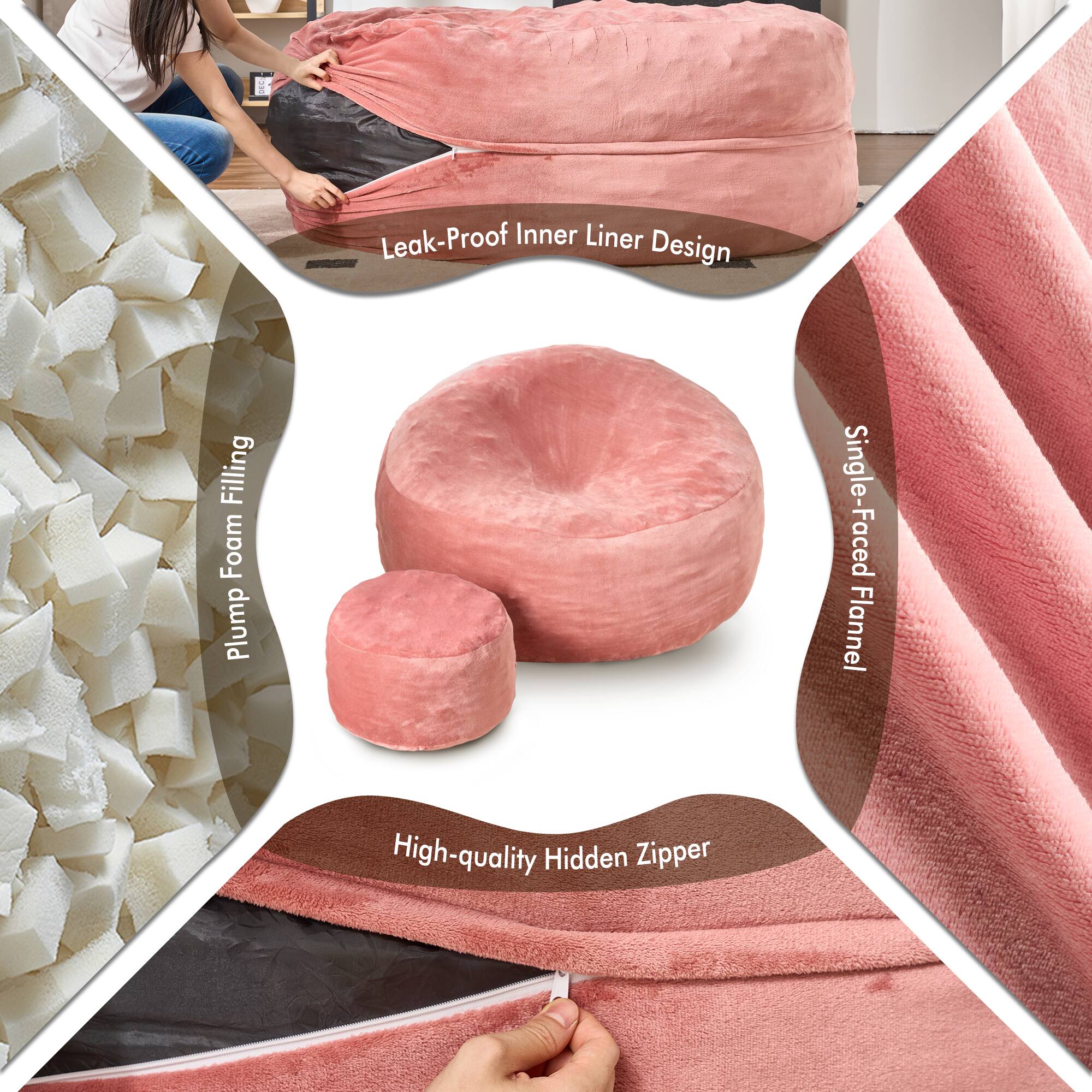 - Leak-Proof Inner Liner Design
- Plump Foam Filling
- Single-Faced Flannel
- High-quality Hidden Zipper