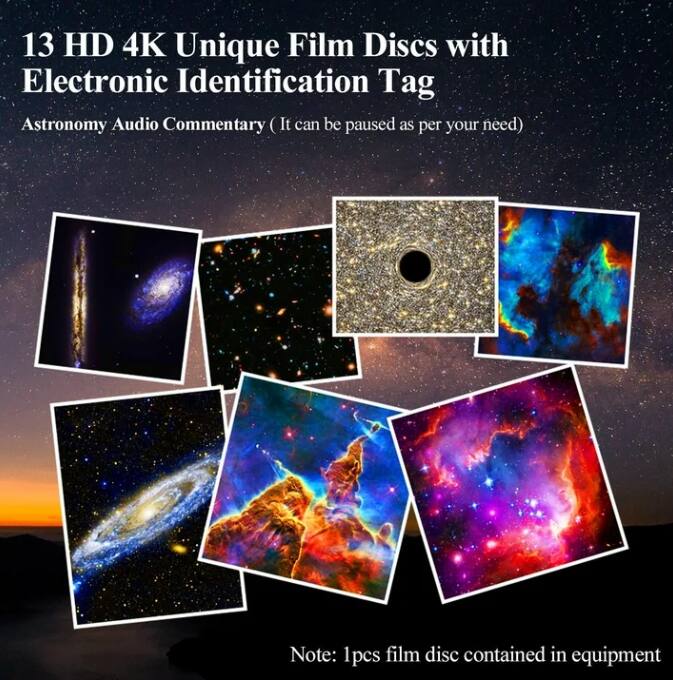 13 HD 4K Unique Film Discs with Electronic Identification Tag

Astronomy Audio Commentary (It can be paused as per your need)

Note: 1 pcs film disc contained in equipment
