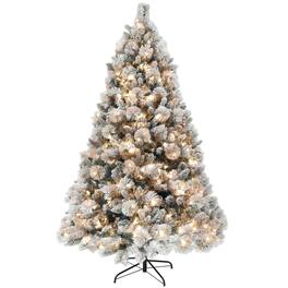 Homcom - Artificial Prelit Christmas Tree, Realistic Fraser Fir with 350 UL Listed Clear Lights for Home Office Holiday - Green