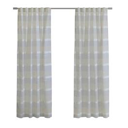 Commonwealth Home Fashions - Habitat 100% Polyester Nathan Stripe Sheer Faux Linen Dual Header Curtain Panel 52" x 63" - Blue