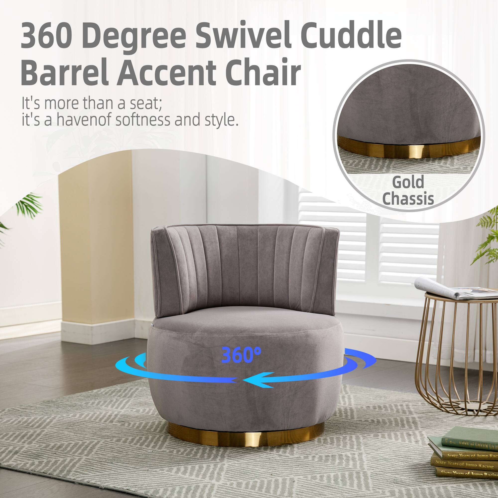 360 Degree Swivel Cuddle Barrel Accent Chair

It's more than a seat; it's a haven of softness and style.

Gold Chassis

360°