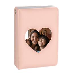 Unique Bargains - 3 Inch Mini Photocard Binder Cute Kpop Holder Book Portable Heart Hollow Album for 28 Photos - Pink
