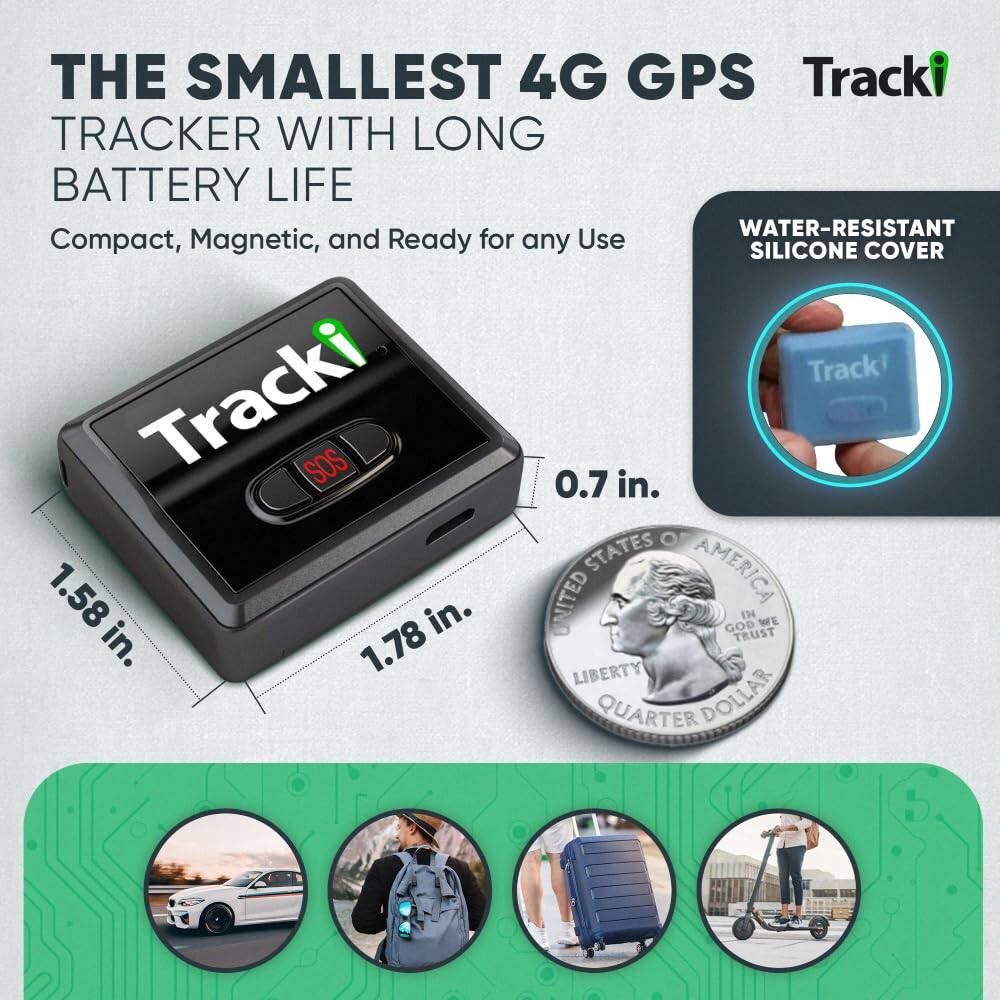 THE SMALLEST 4G GPS TRACKER WITH LONG BATTERY LIFE  
Compact, Magnetic, and Ready for any Use  

WATER-RESISTANT SILICONE COVER  

0.7 in.  
1.58 in.  
1.78 in.  

STATES OF AMERICA  
IN GOD WE TRUST  
LIBERTY  
QUARTER DOLLAR