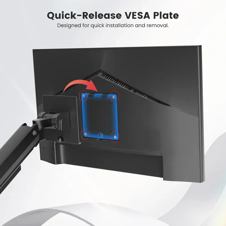 Quick-Release VESA Plate Designed for quick installation and removal.