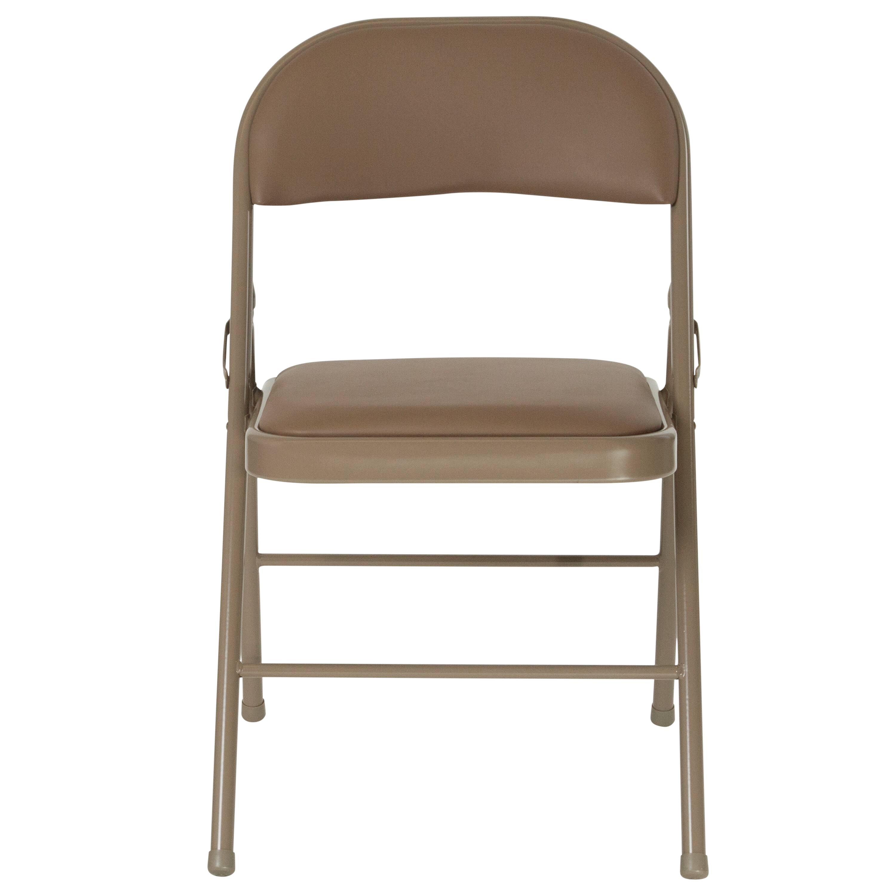 Alt View 8. Emma + Oliver - 2 Pack Home & Office Portable Vinyl Folding Metal Event Chair - Beige.