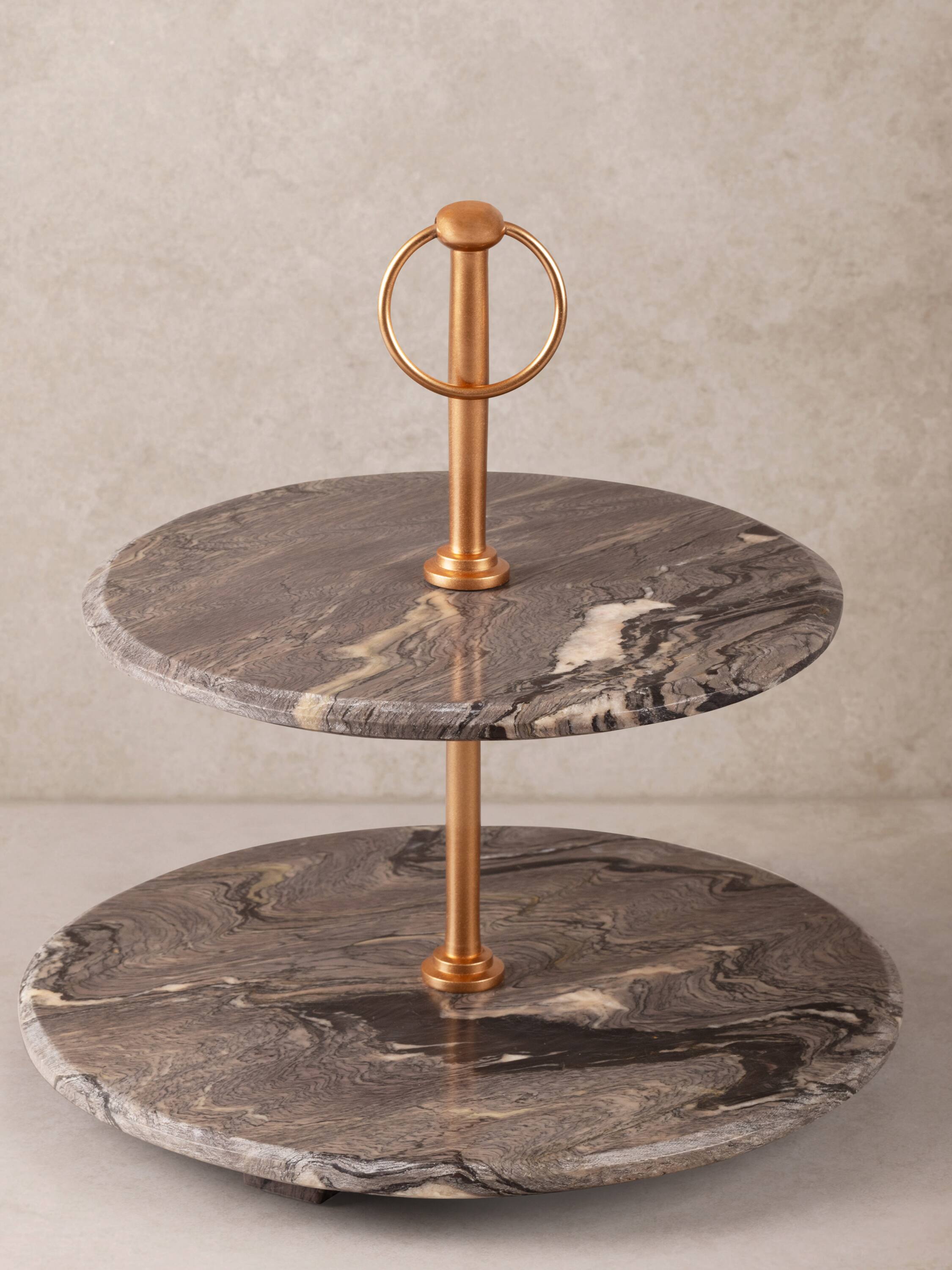 Front. GAURI KOHLI - Heavenly Cake Stand - Shades of brown.