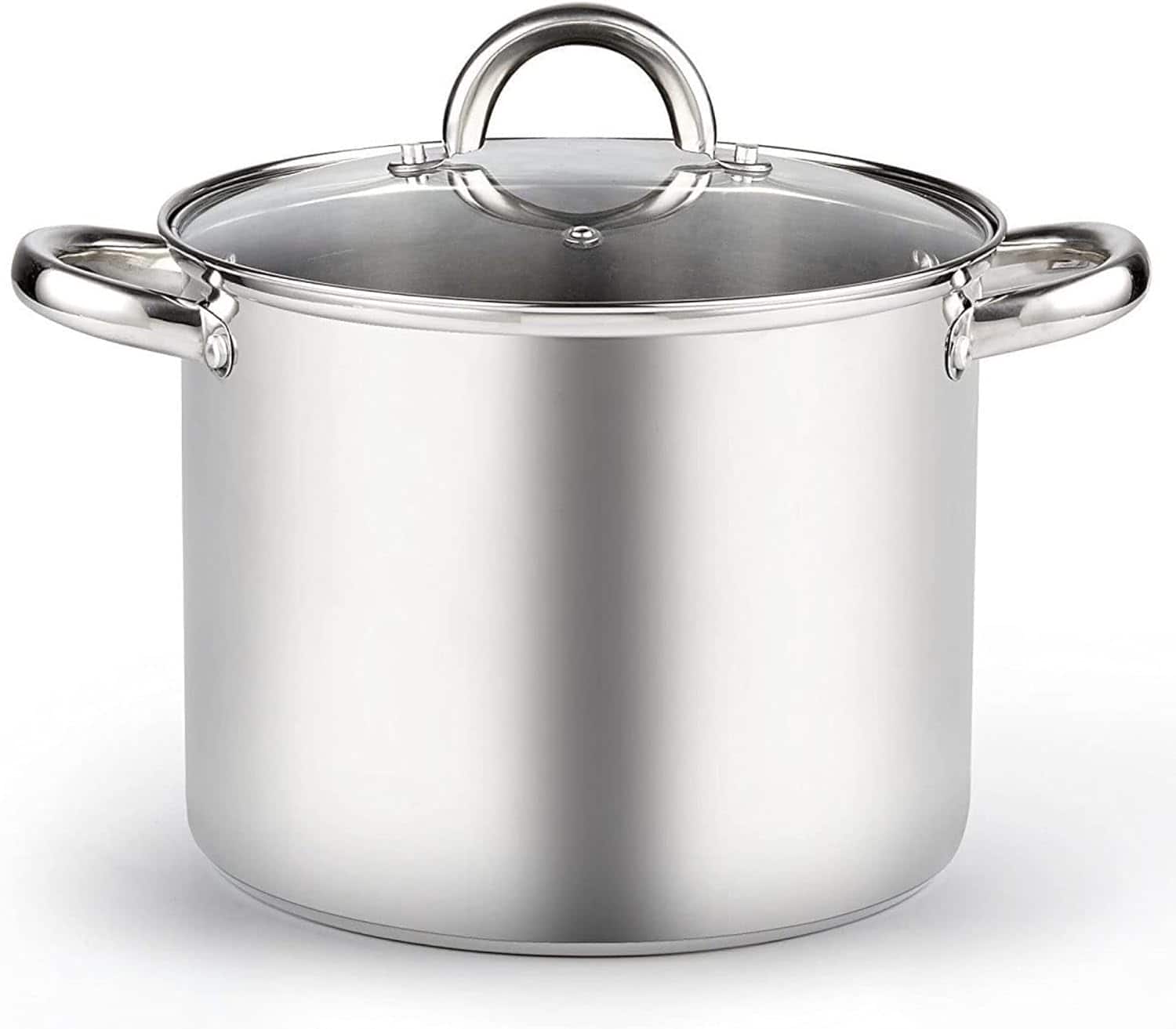 Cook N Home - Basics 8 QT S/S StockPot for Pasta, Soup with Lid, Even Heating, Oven & Dishwasher Safe, for Canning, Boiling - STAINLESS STEEL