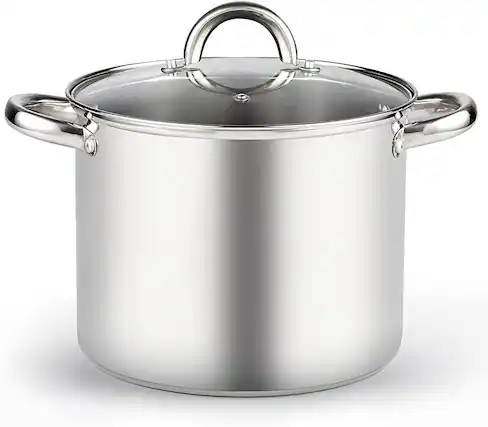 Front. Cook N Home - Basics 8 QT S/S StockPot for Pasta, Soup with Lid, Even Heating, Oven & Dishwasher Safe, for Canning, Boiling - STAINLESS STEEL.