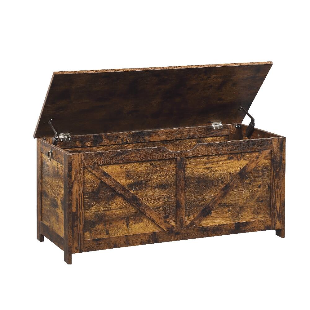Front. Ropilly - Ropilly Rustic Brown Storage Bench Heavy Duty Toy Box Organizer Wood Entryway Blanket Chest with Safety Hinges - Rustic Brown.