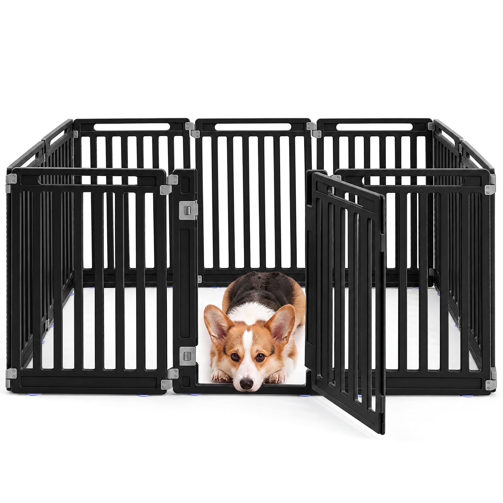 Alt View 9. Gymax - Gymax Indoor Outdoor Dog Playpen w/Door Lock 31.5'' Height 10 Panels for RV Camping Black - Black.