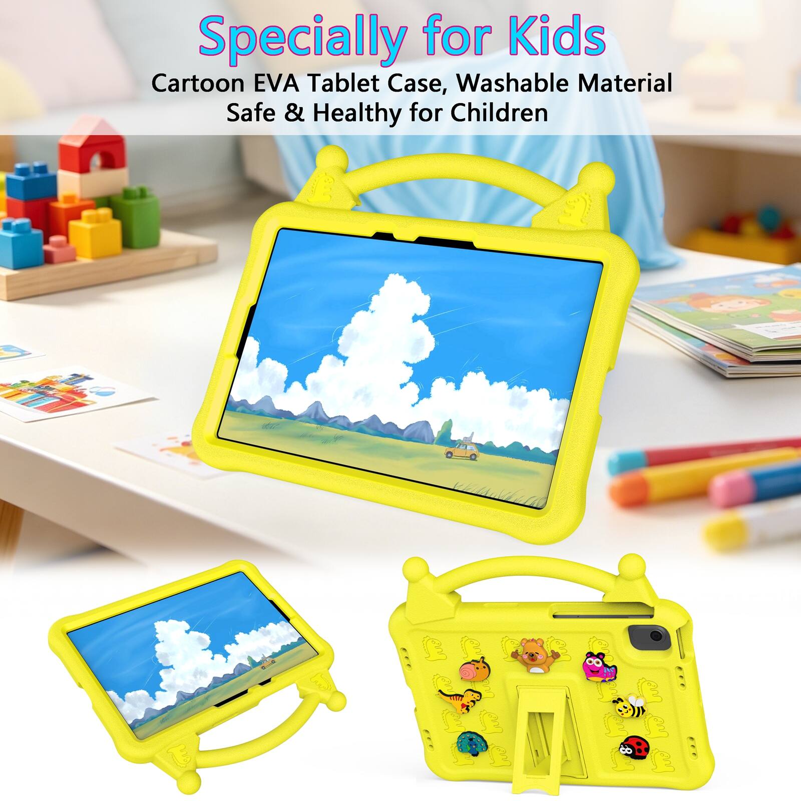 Specially for Kids Cartoon EVA Tablet Case, Washable Material Safe & Healthy for Children