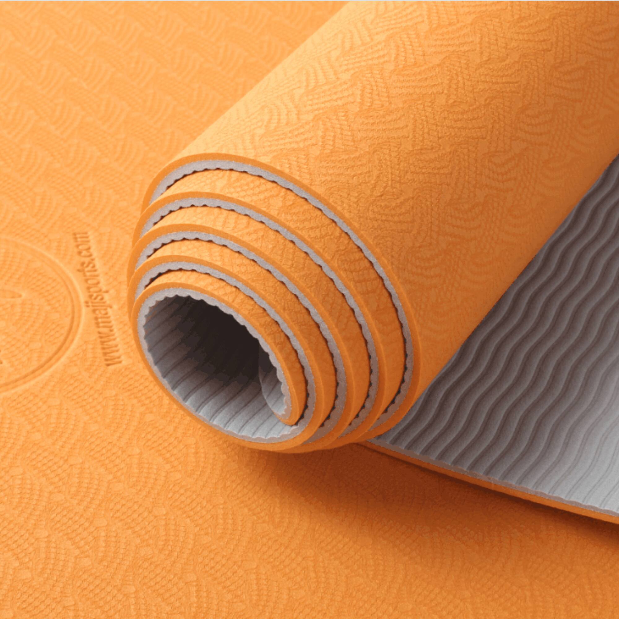 Alt View 1. Maji Sports - 2 Tone TPE Premium Yoga Mat - Orange and Gray.