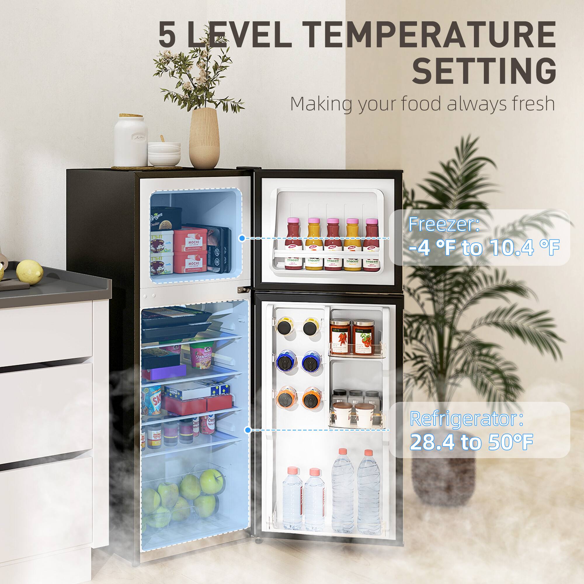 5 LEVEL TEMPERATURE SETTING Making your food always fresh  Freezer: -4 F to 10.4 F Refrigerator: 28.4 to 50F