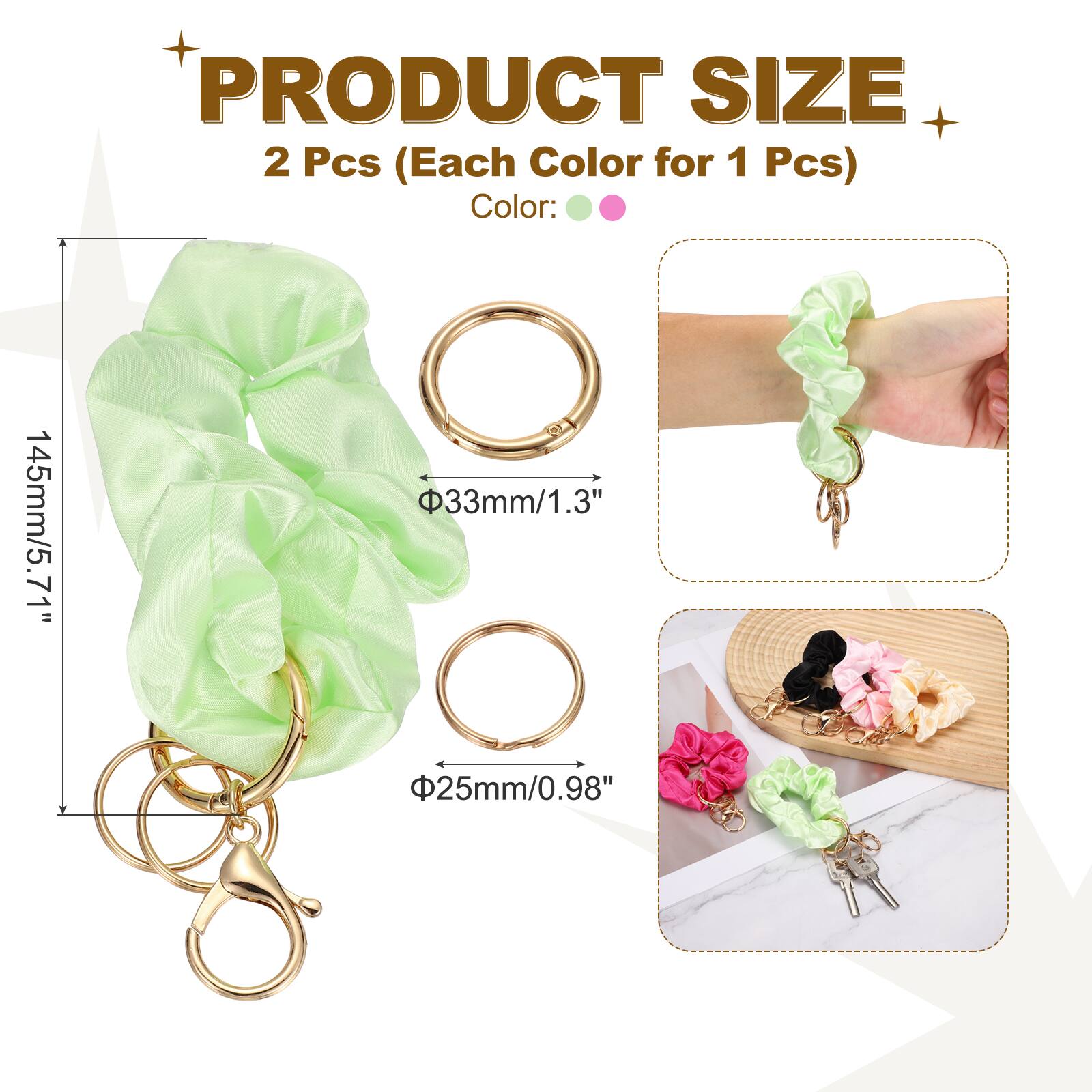 PRODUCT SIZE  
2 Pcs (Each Color for 1 Pcs)  
Color:  
145mm/5.71"  
33mm/1.3"  
25mm/0.98"