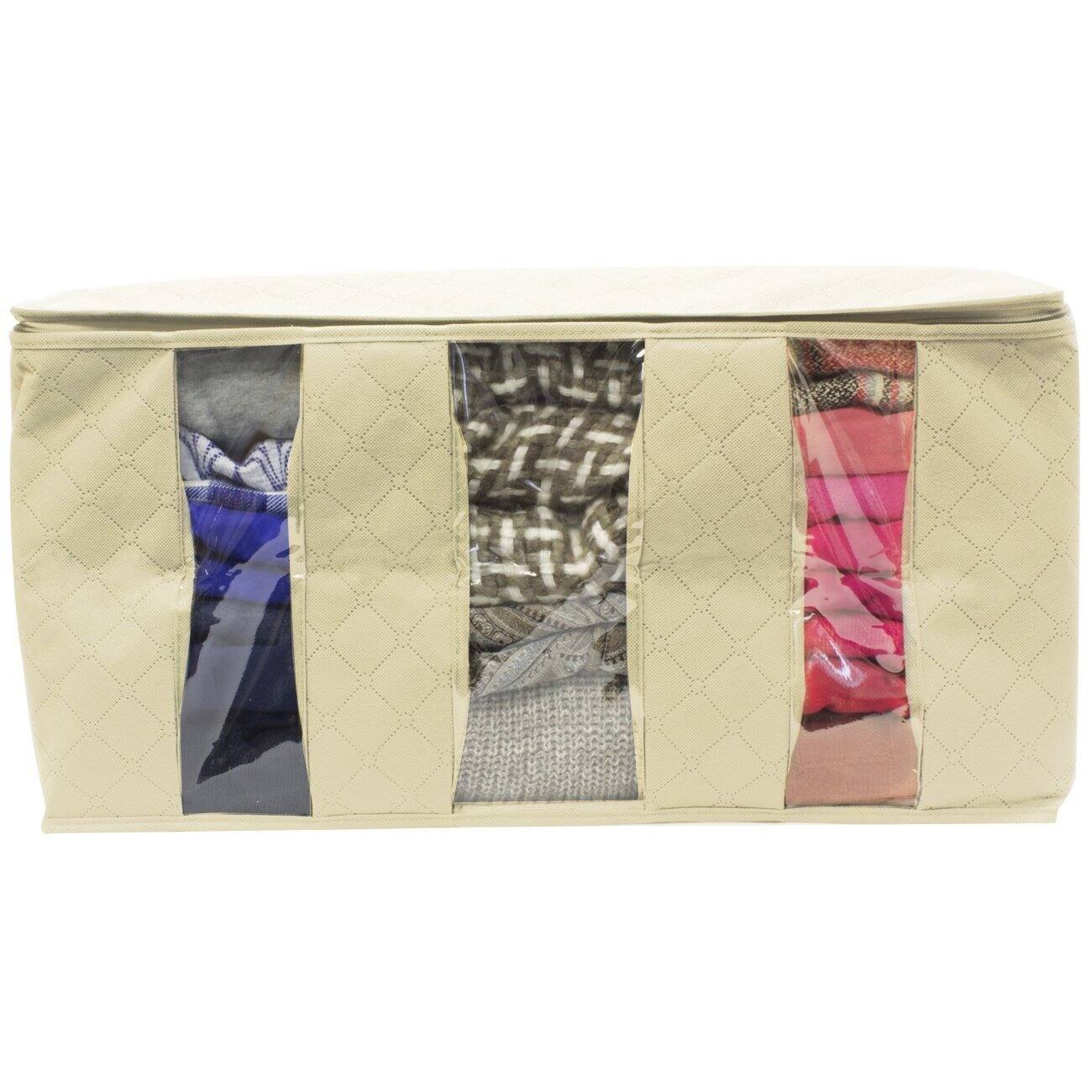 Alt View 2. Sorbus - Sorbus 1-Pc Foldable Storage Bag Organizers, 3 Sections, Great for Clothes, Blankets, Closets, Bedrooms, and More - Beige.