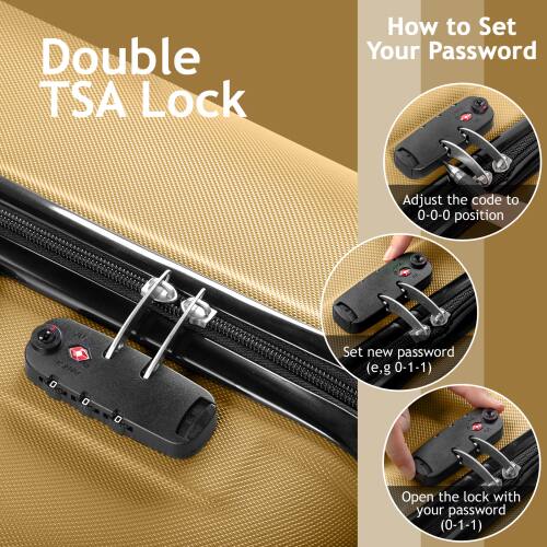Double TSA Lock

How to Set Your Password

1. Adjust the code to 0-0-0 position
2. Set new password (e.g., 0-1-1)
3. Open the lock with your password (0-1-1)