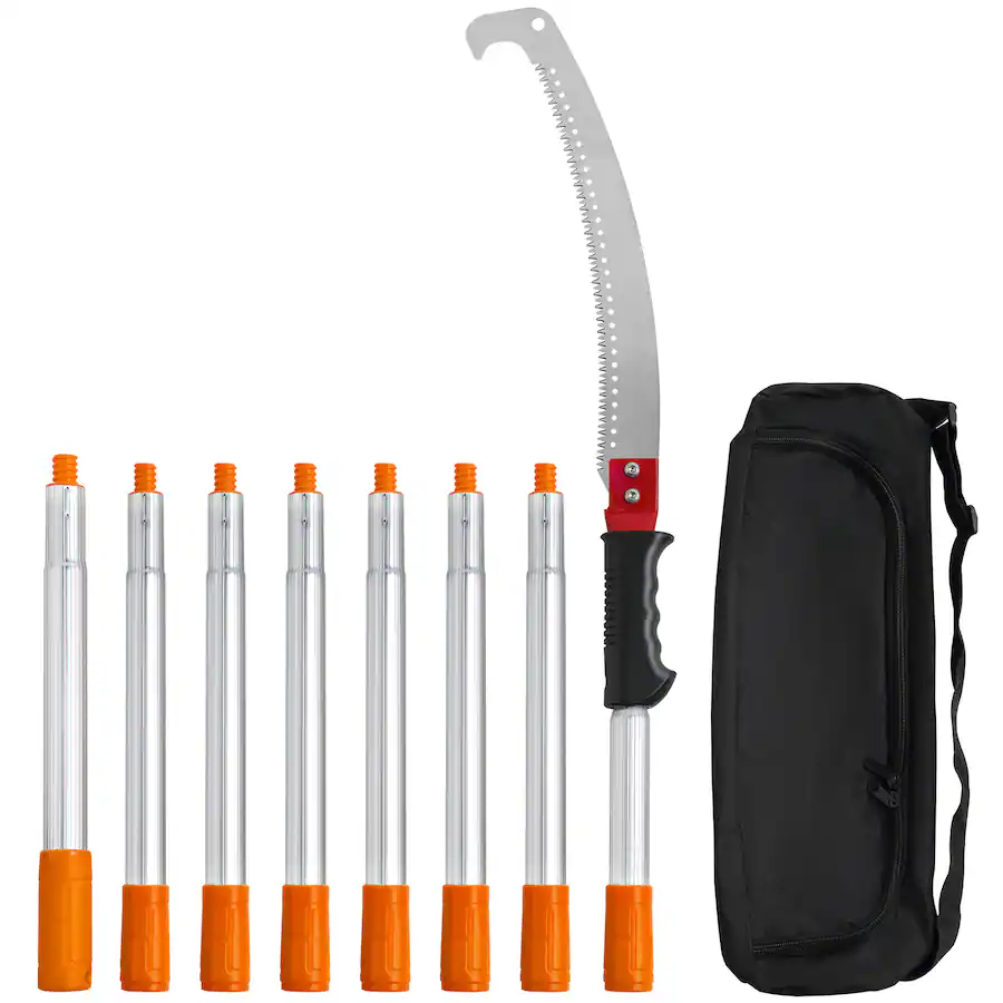30ft Manual Pole Saw & Pruner Set - Extendable Tree Trimmer With Steel Blades, Fiberglass Poles, & Rope Pull Scissors For High Branches