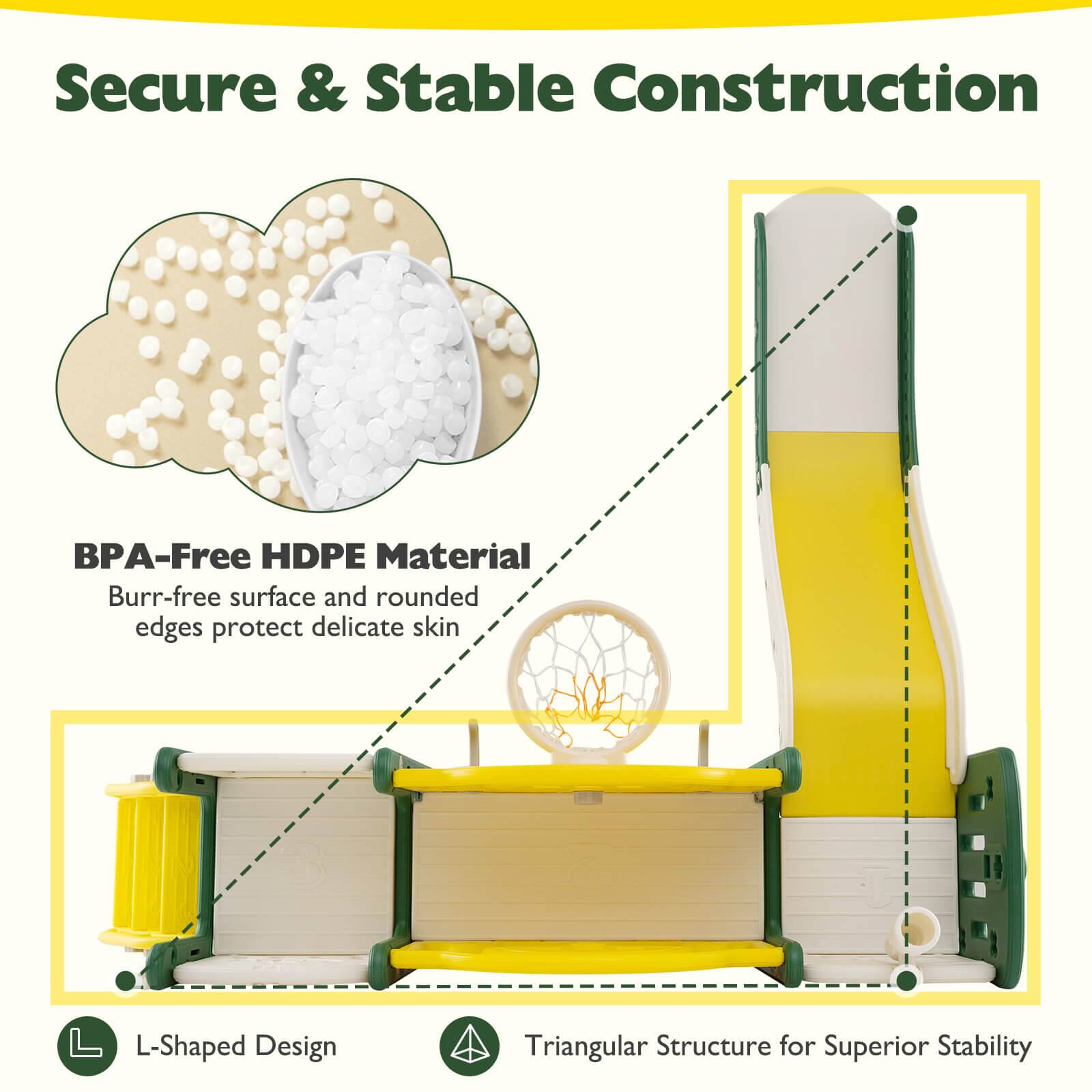 Secure & Stable Construction

BPA-Free HDPE Material  
Burr-free surface and rounded edges protect delicate skin

L-Shaped Design

Triangular Structure for Superior Stability