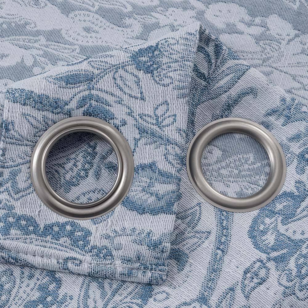 Left. RT Designers Collection - RT Designers Collection Bridgeport Jacquard High Quality Light Filtering Grommet Curtain Panel 54" x 90" Blue - Blue.