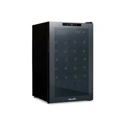 Front. NewAir - 51-Bottle Wine Cooler with Mirrored Double-Layer Tempered Glass Door & Compressor Cooling, Digital Temperature Control - Black.