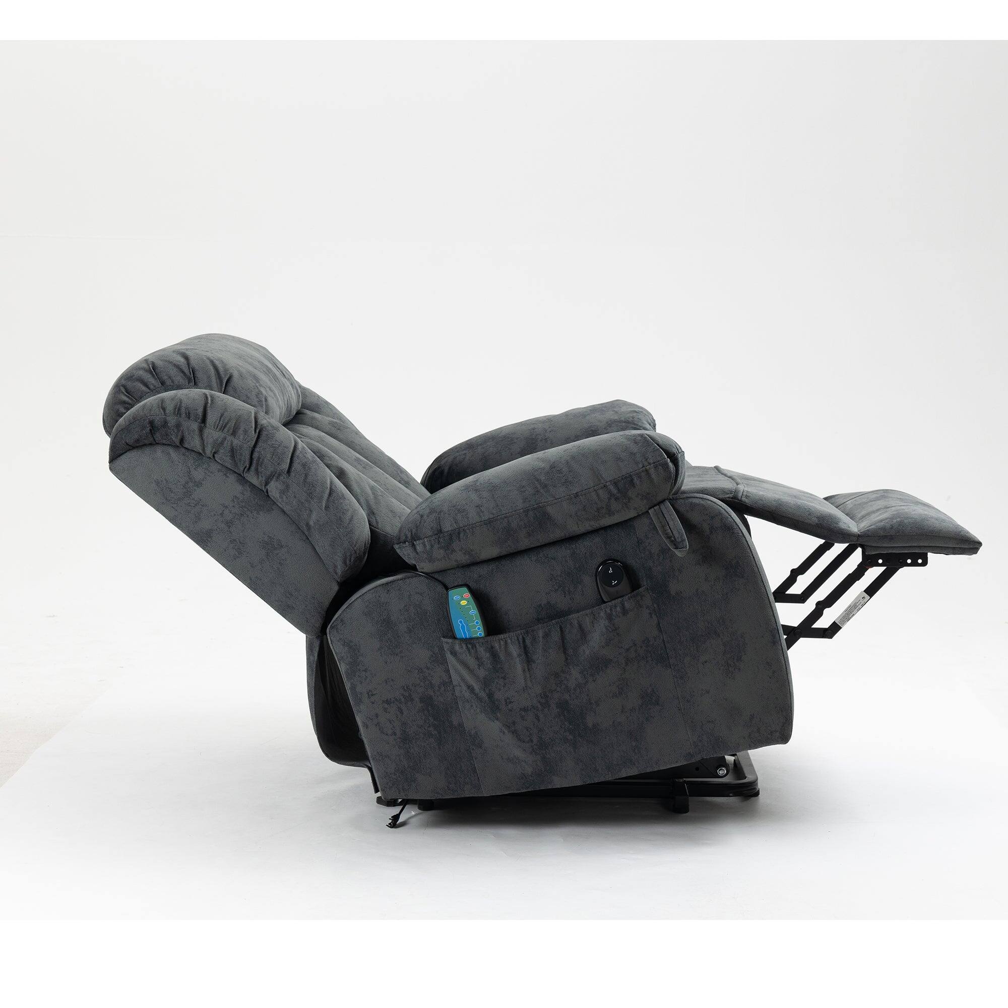 Alt View 2. Boyel Living - Power Lift Recliner Chair for Elderly Massage Heating USB Port Living Room Furniture - Grayish Blue.