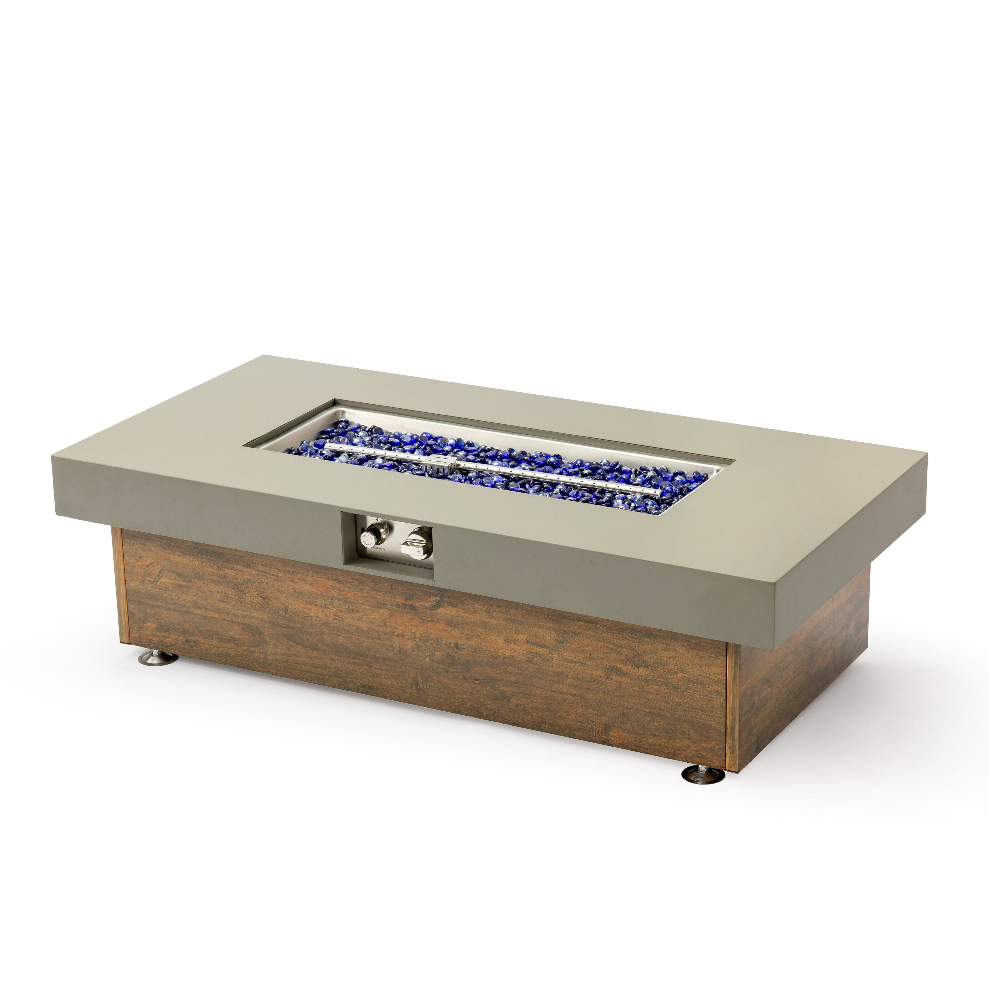 Angle. Dexmalle - Dexmalle-48Inch Iron Fire Pit Table with Wood Grain-Gray.