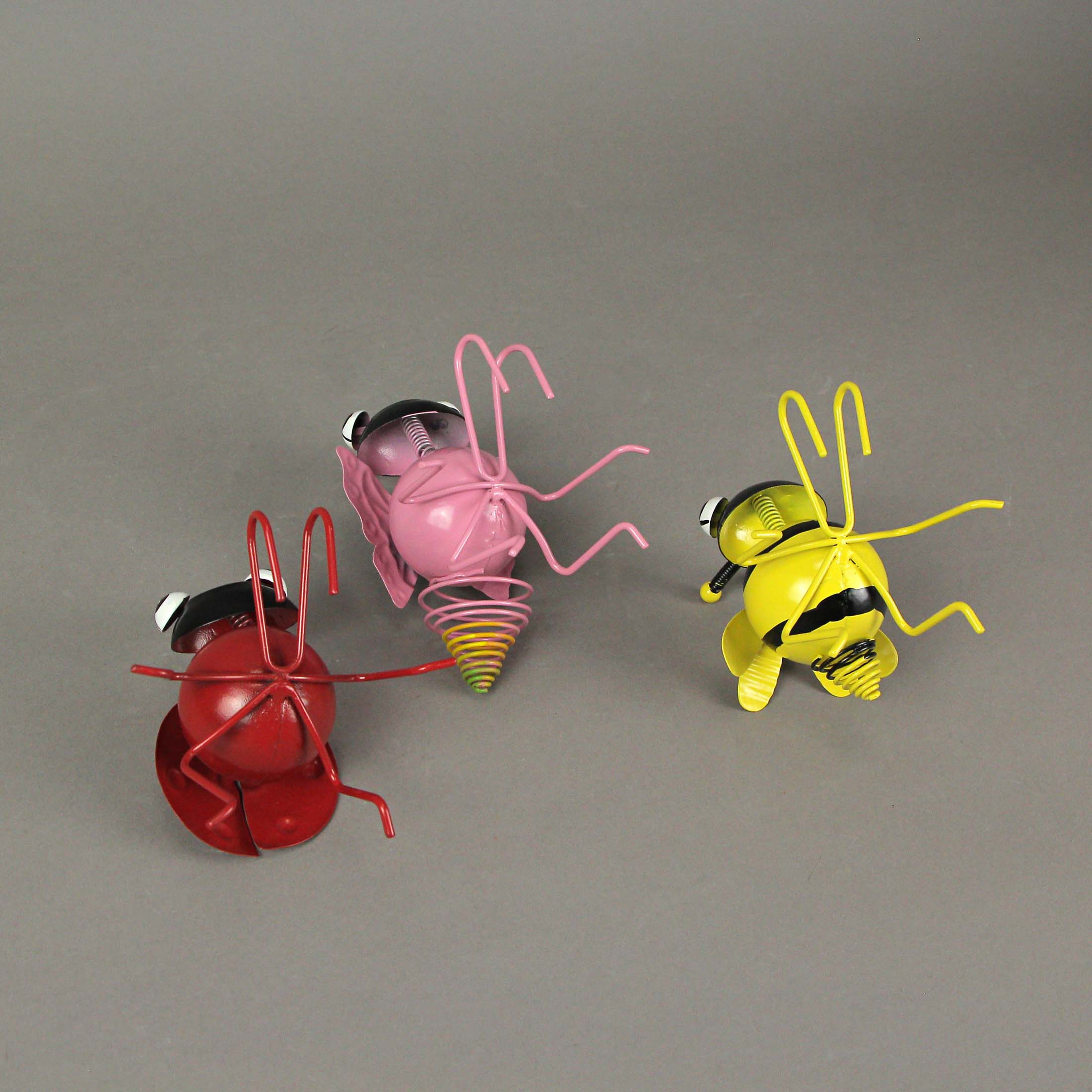 Alt View 3. The Gerson Companies - Set / 3 Metal Bug Flower Pot Hanger Decor Bumble Bee Ladybug Butterfly Figurines - Multicolored.