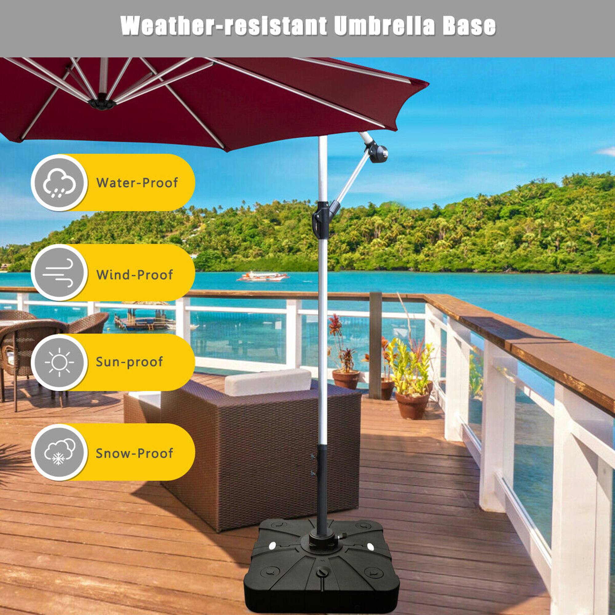 Weather-resistant Umbrella Base

- Water-Proof
- Wind-Proof
- Sun-proof
- Snow-Proof