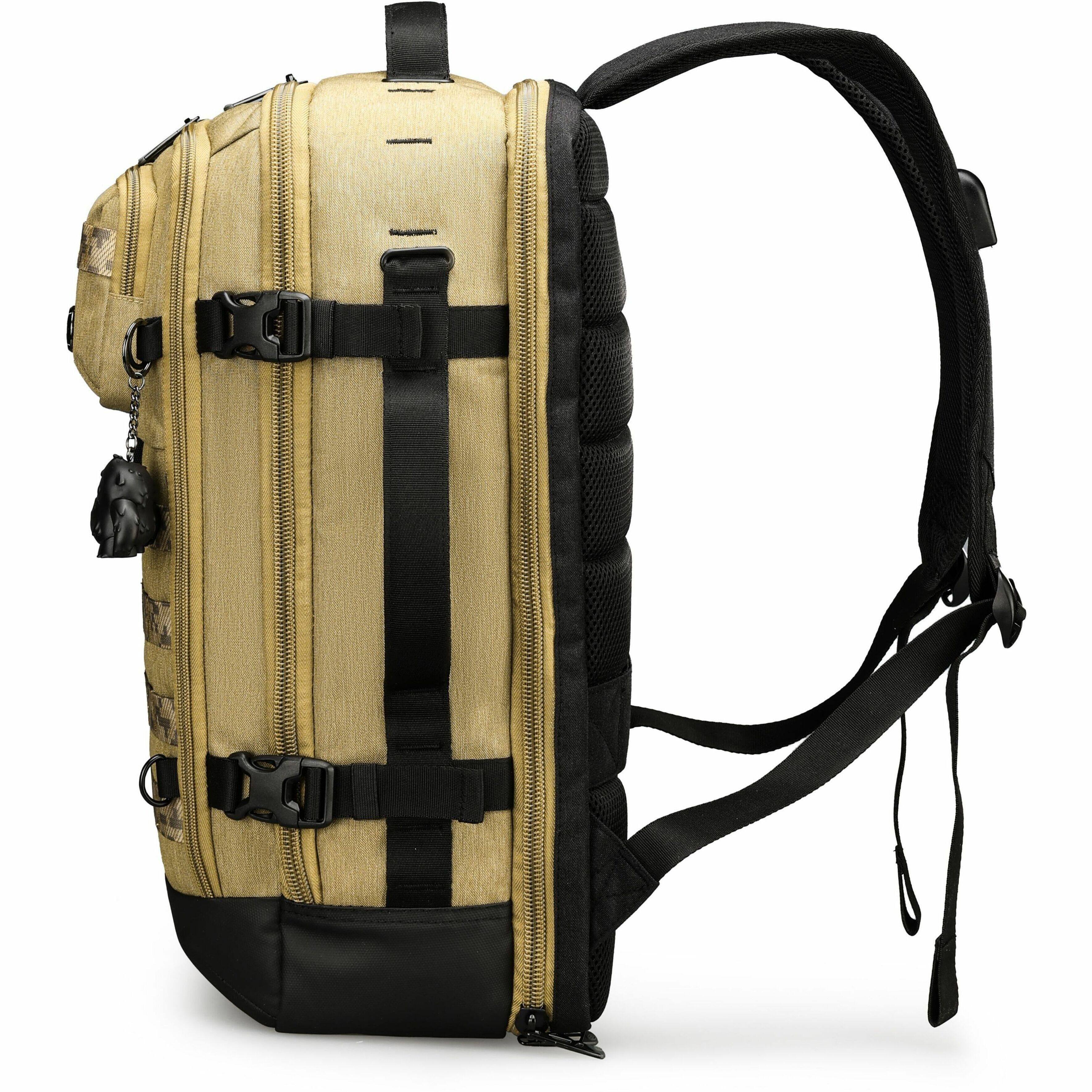 Left. Swissdigital Design - BERG PRO TSA-Friendly Backpack With USB Charging Port  RFID Protection and Fits Up to 17″ Laptop - Khaki.