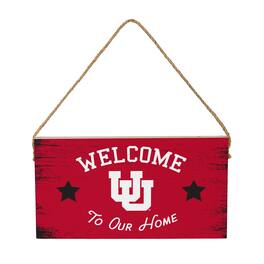 Evergreen Enterprises - Utah Utes 6" x 11" Welcome Home Wood Wall Sign with Rope Hanger - Multicolor
