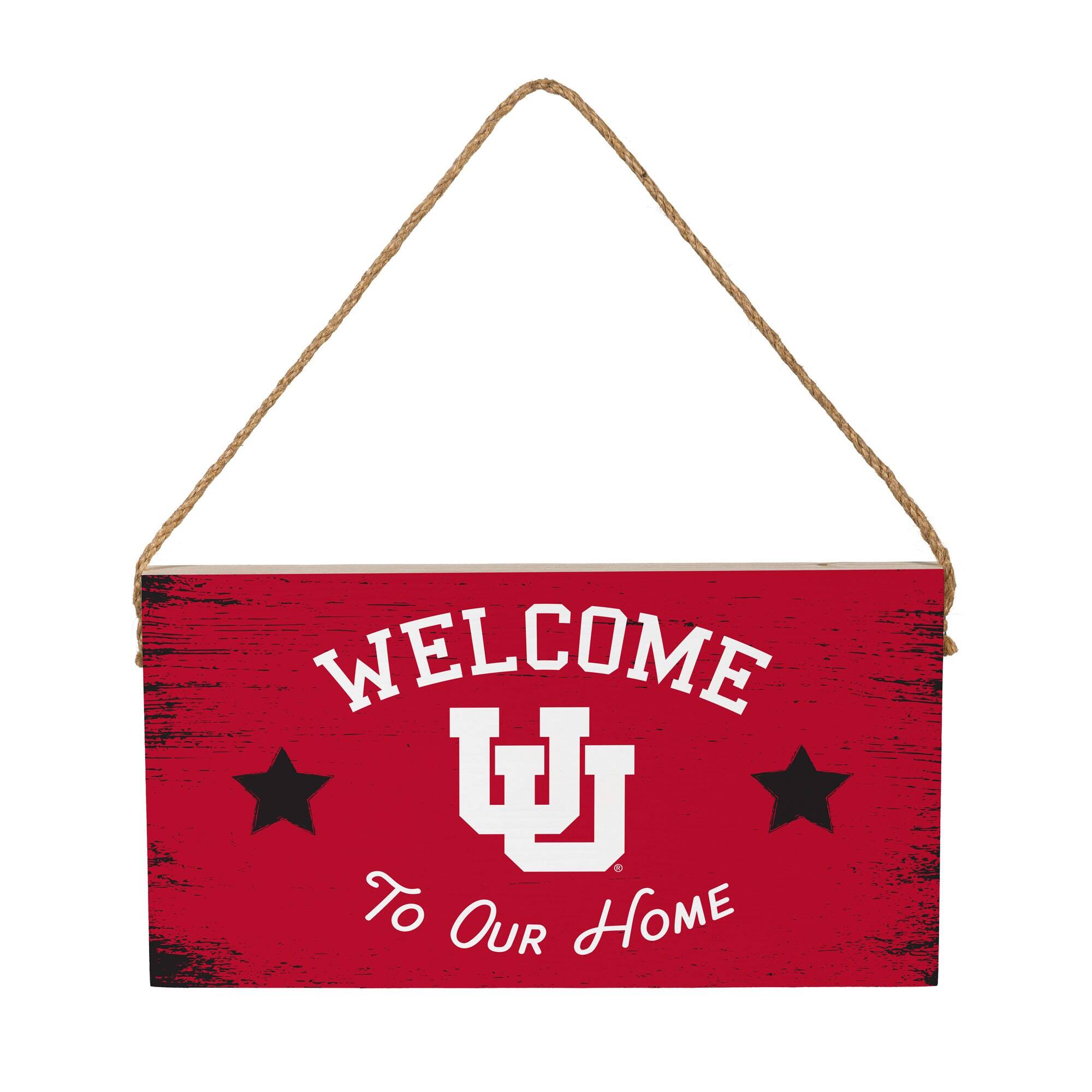 Utah Utes 6" x 11" Welcome Home Wood Wall Sign with Rope Hanger
