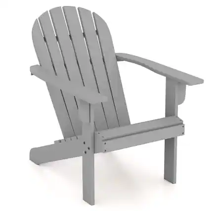 Front. SlickBlue - Backyard Acacia Wood Adirondack Chair with Reclined Seating - Grey.