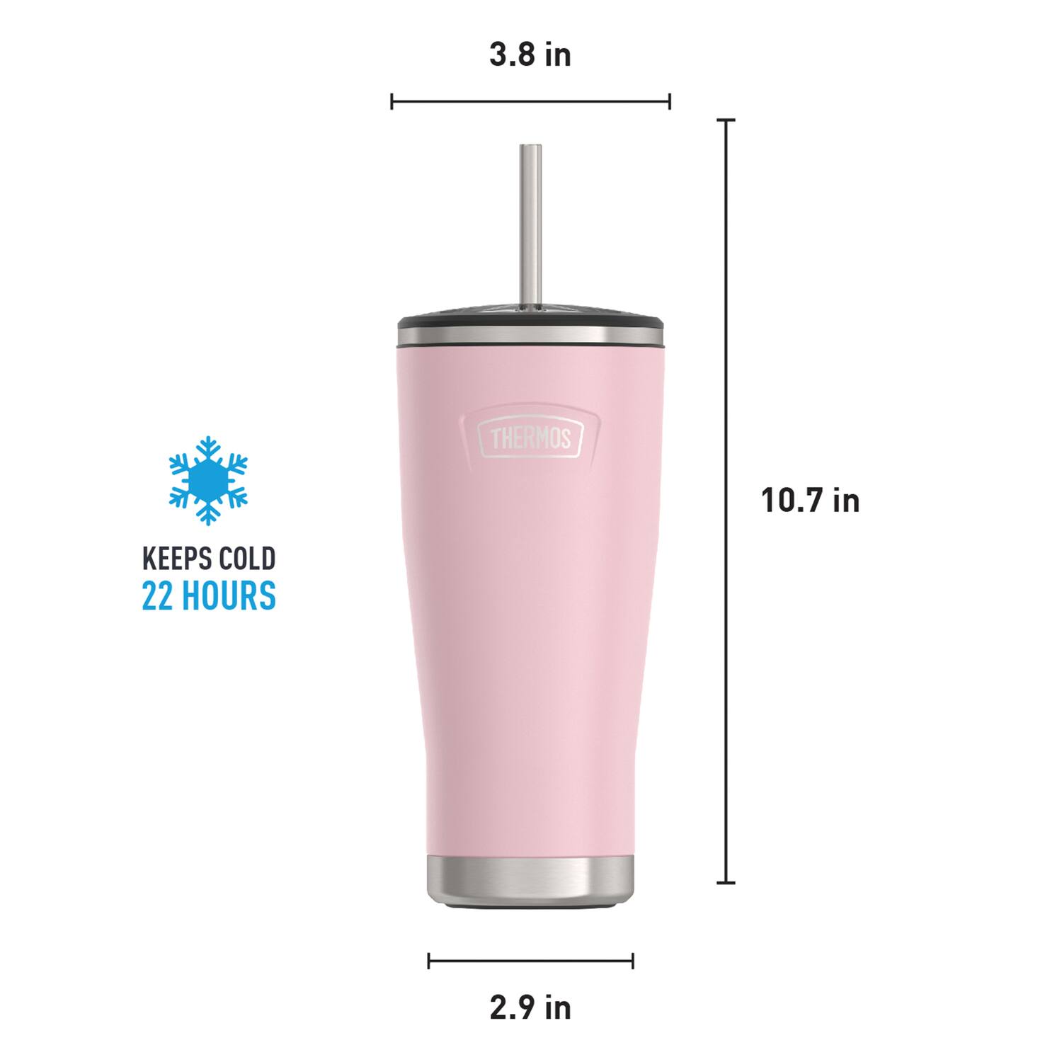 3.8 in  
10.7 in  
2.9 in  

THERMOS  
KEEPS COLD 22 HOURS