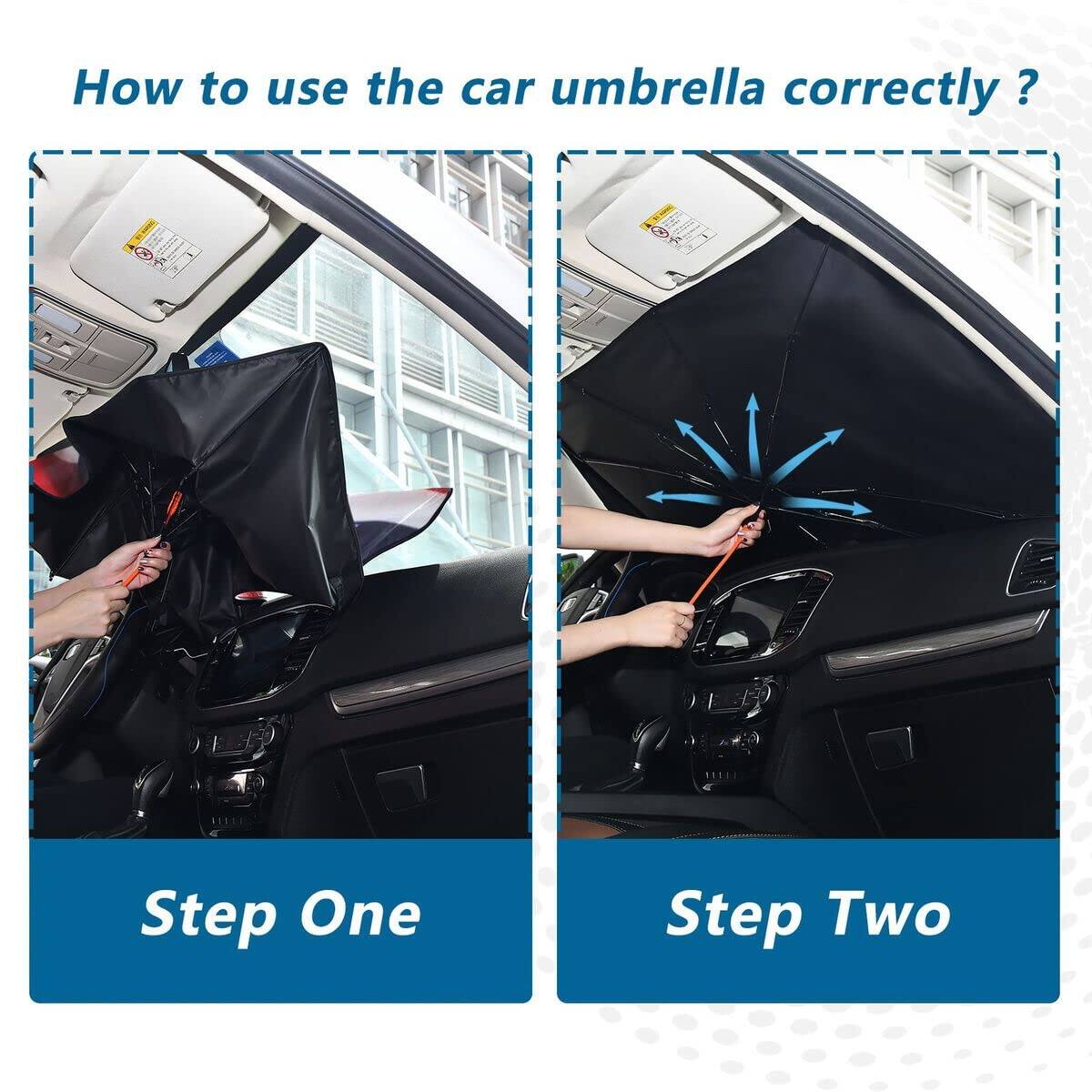 How to use the car umbrella correctly?

Step One

Step Two
